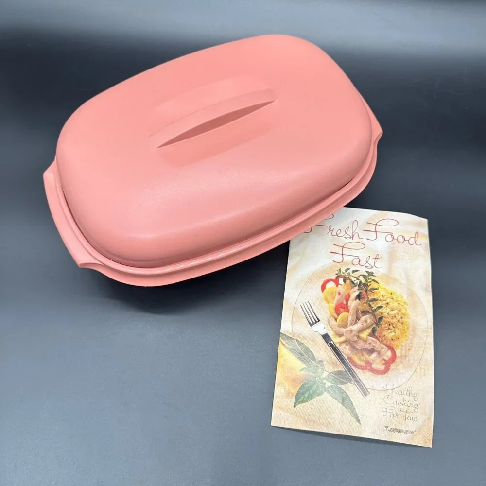 Vintage Tupperware Oval Microwave Steamer 6 Cups Dusty Rose Pink USA 90s 1273-5